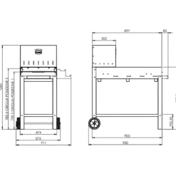Barbecue a Legna 45x50 cm Acciaio Corten con Griglia Inox Regolabile