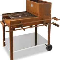 Barbecue a Legna 45x50 cm Acciaio Corten con Griglia Inox Regolabile