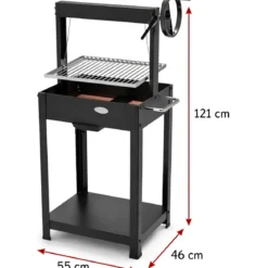 Barbecue Argentino Duramax Griglia per Legna e Carbone 55x46x121 cm