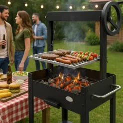 Barbecue Argentino Duramax Griglia per Legna e Carbone 55x46x121 cm