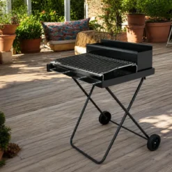 Barbecue Carbonella Portatile Richiudibile Griglia Cromata da Esterno