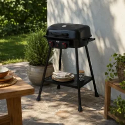 Barbecue da Esterno a Gas Griglia in Ghisa 2 Fuochi 5kW Acciaio Inox