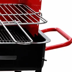 Barbecue da Giardino a Carbonella con Griglia Regolabile Ripiano Ruote