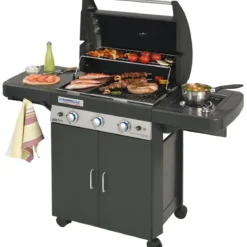 Barbecue Dual Gas Metano GPL 3 Bruciatori BBQ Fornello e Piastra Ghisa