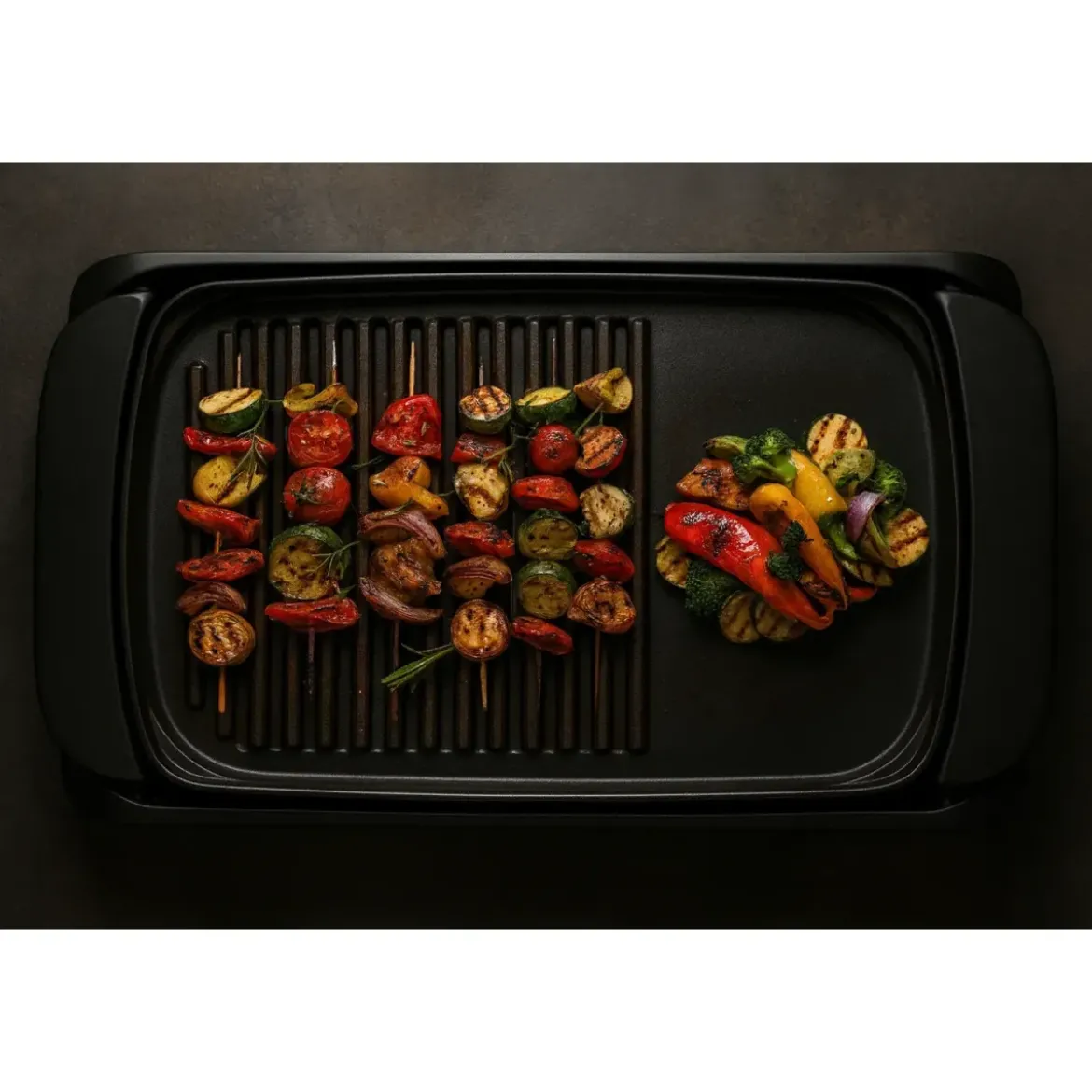 Barbecue Elettrico 2000W Piastra Antiaderente Liscia Rigata da Tavolo