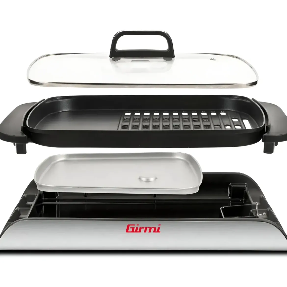 Barbecue Elettrico 2000W Piastra Antiaderente Liscia Rigata da Tavolo