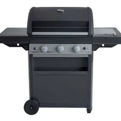 Barbecue Gas Campignaz 3 Fuochi Ruote Acciaio Inox Nero 144x60x116 cm