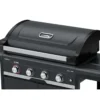 Barbecue Gas Campignaz 4 Fuochi Ruote Acciaio Inox Nero 127x57x113 cm