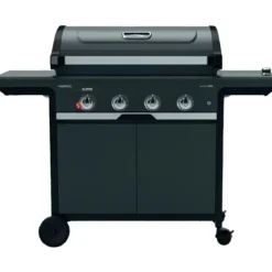 Barbecue Gas Campignaz 4 Fuochi Ruote Acciaio Inox Nero 127x57x113 cm
