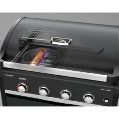 Barbecue Gas Campignaz 4 Fuochi Ruote Acciaio Inox Nero 127x57x113 cm