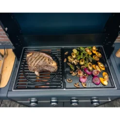 Barbecue Gas Campignaz 4 Fuochi Ruote Acciaio Inox Nero 127x57x113 cm