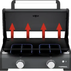 Barbecue Gas Plancha da Tavolo Campignaz 2 Fuochi 6kW Piastra in Ghisa