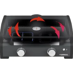 Barbecue Gas Plancha da Tavolo Campignaz 2 Fuochi 6kW Piastra in Ghisa