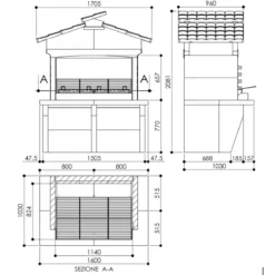 Barbecue Grande a Carbonella Legna in Calcestruzzo BBQ da Giardino Grill