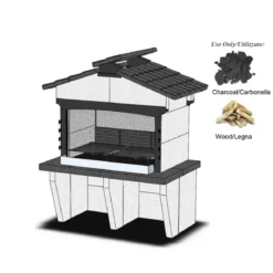 Barbecue Grande a Carbonella Legna in Calcestruzzo BBQ da Giardino Grill
