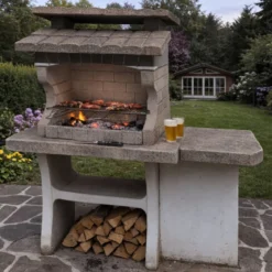 Barbecue in Muratura BBQ in Cemento a Carbonella Legna da Giardino