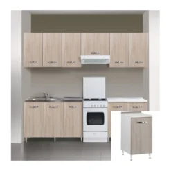 Base per Cucina Componibile Mobile 1 Anta in Legno Olmo 40 cm