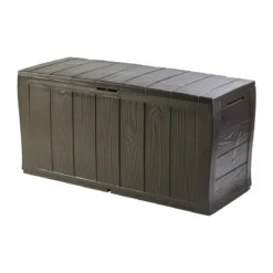Baule Cassapanca Contenitore Balcone Seduta Marrone 270 Litri Maniglie con Ruote