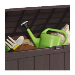 Baule Cassapanca Contenitore Balcone Seduta Marrone 270 Litri Maniglie con Ruote