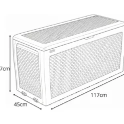 Baule Cassapanca Giardino Effetto Rattan Contenitore 270 Litri Resina Veranda