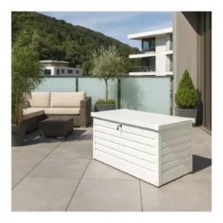 Baule Contenitore Bianco in Alluminio per Esterni 130x61x63 cm con Chiave