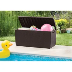 Baule Contenitore Keter 305L Cassapanca Marrone in Rattan da Esterno