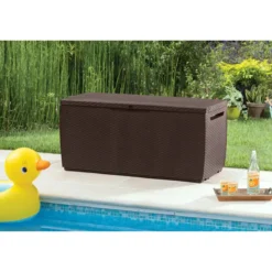 Baule Contenitore Keter 305L Cassapanca Marrone in Rattan da Esterno