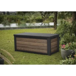 Baule Contenitore Keter 570L in Resina Effetto Legno Noce da Esterno