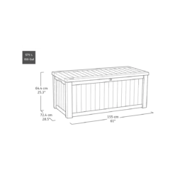 Baule Contenitore Keter 570L in Resina Effetto Legno Noce da Esterno