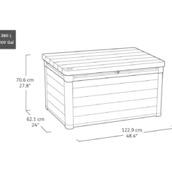 Baule Contenitore Keter 380L in Resina Effetto Legno Noce da Esterno