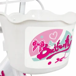 Bicicletta Bambini 16" Bianco Rotelle Removibili Seggiolino Cestino