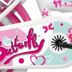 Bicicletta Bambini 14" Bianco Rotelle Removibili Seggiolino Cestino