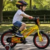 Bicicletta Bambini 14" Giallo Rotelle Removibili Turbo Race Borraccia