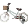 Bicicletta 16" Bambini Rotelle Removibili Verde Regolabile Cestino