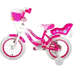 Bicicletta Bambini 14" Sportiva Rosa Rotelle Removibili Borraccia