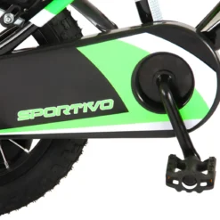 Bicicletta Bambini 14" Sportiva Verde Rotelle Removibili Borraccia