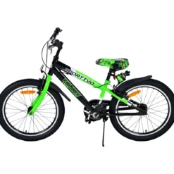 Bicicletta Bambini 20" Sportiva Verde Sportiva Portaborraccia Cavalletto