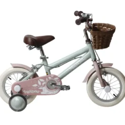 Bicicletta 12" Bambini Verde Sella Manubrio Regolabile Rotelle Cestino