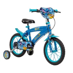 Bicicletta con Rotelle da Bambino Stitch Bici Blu Ruota 14 Pollici