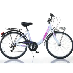 Bicicletta da Ragazza Donna Ruota 26 Pollici Bianca con 6 Marce