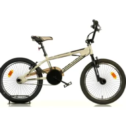 Bicicletta Freestyle 20" Nero Beige per Bambini Ragazzi Acciaio Hi-Ten