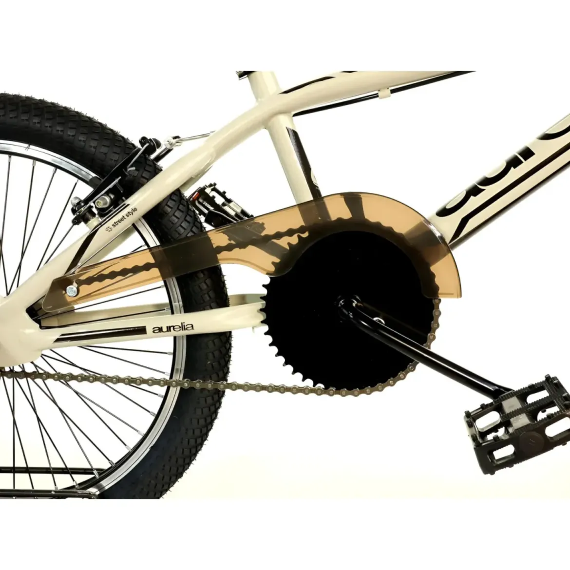 Bicicletta Freestyle 20" Nero Beige per Bambini Ragazzi Acciaio Hi-Ten