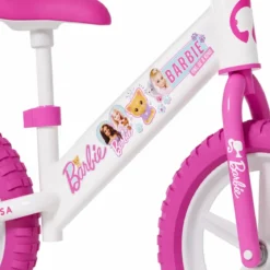 Bicicletta per Bambini Barbie Bianco Rosa Senza Pedali Balance Bike
