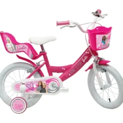 Bicicletta per Bambini 14" Barbie Rosa Rotelle Cestino Portabambola