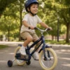Bicicletta per Bambini 12" Blu Vintage Regolabile con Stabilizzatori