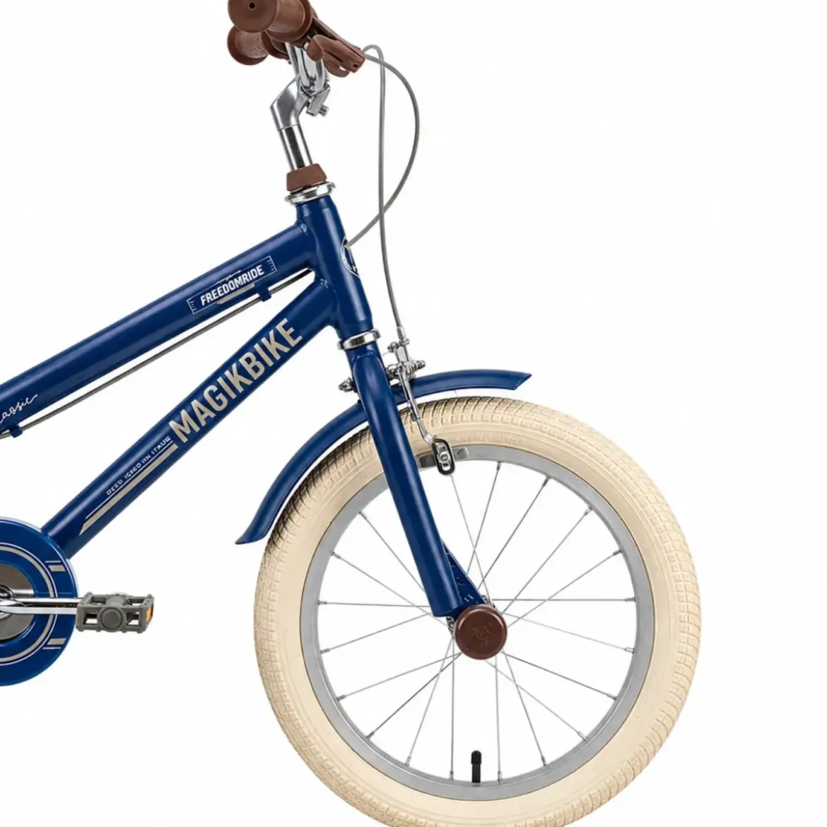 Bicicletta per Bambini 16" Blu Vintage Regolabile con Stabilizzatori