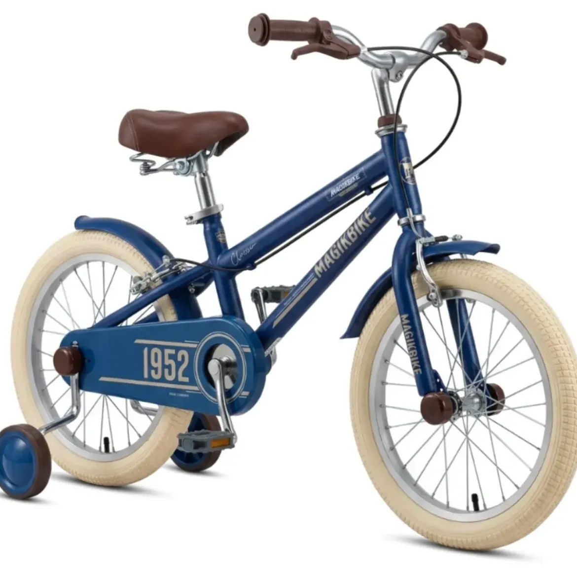 Bicicletta per Bambini 16" Blu Vintage Regolabile con Stabilizzatori
