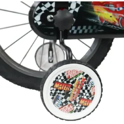 Bicicletta per Bambini 14" Cars Rosso Nero Rotelle Borraccia Trombetta