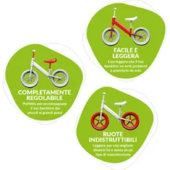 Bicicletta per Bambini Equilibrio Pink Fox Rosa Senza Pedali 2-3 Anni
