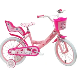 Bicicletta per Bambini 16" Hello Kitty Rosa Rotelle Removibili Acciaio